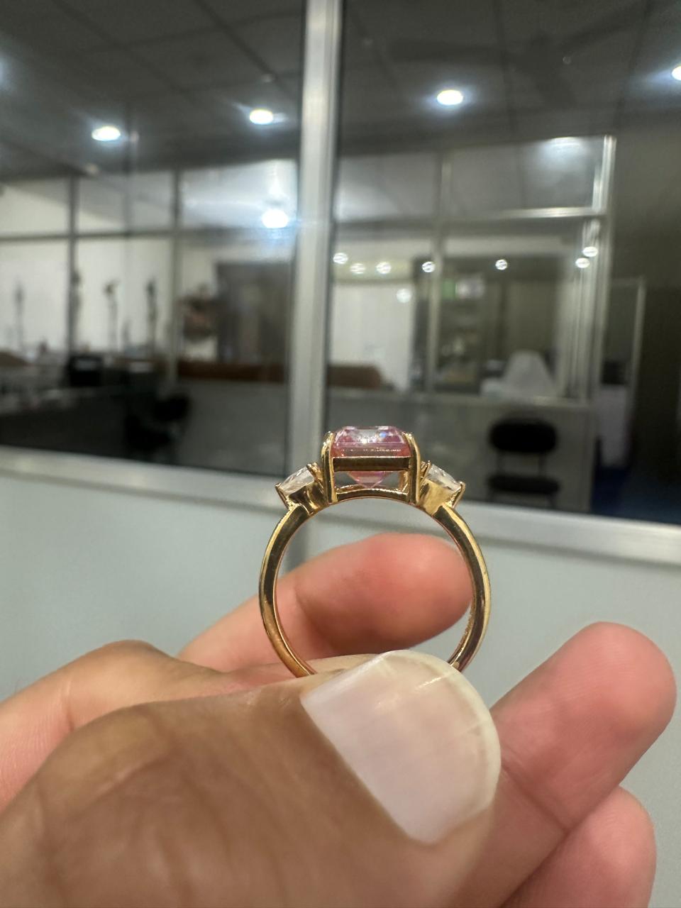 4 CT Emerald Pink Moissanite Ring | 14k Gold Vermeil Jewelry, Gift ideas for her