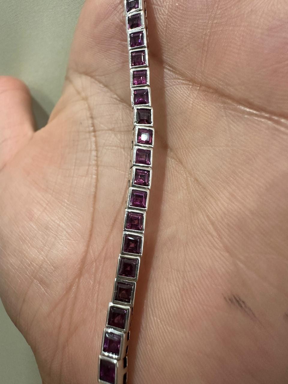 Raspberry Rhodolite Tennis Bracelet | 925 Sterling Silver Finish, Bezel Set