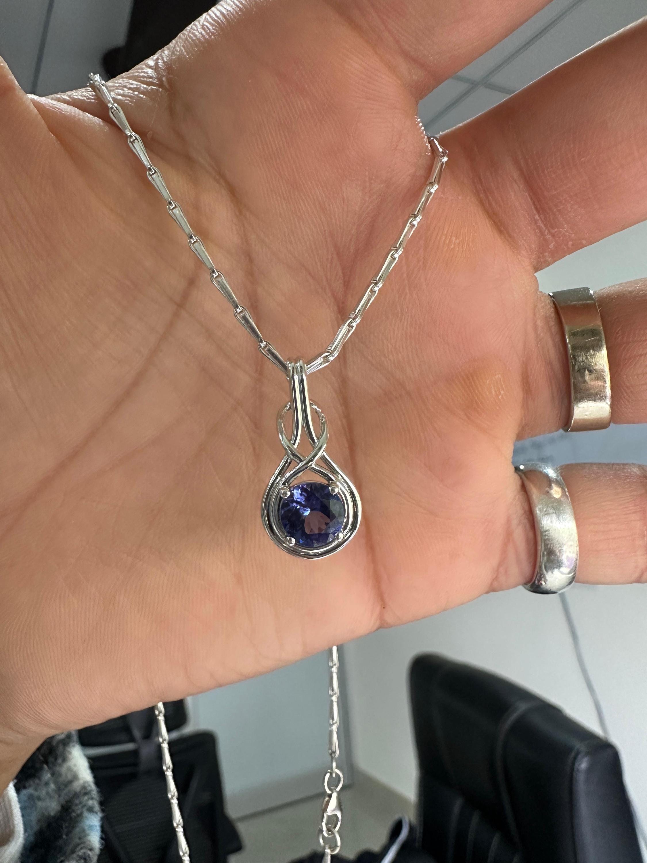 Natural Tanzanite Infinity Pendant | Twisted Bale, 925 Sterling Silver, December Birthstone