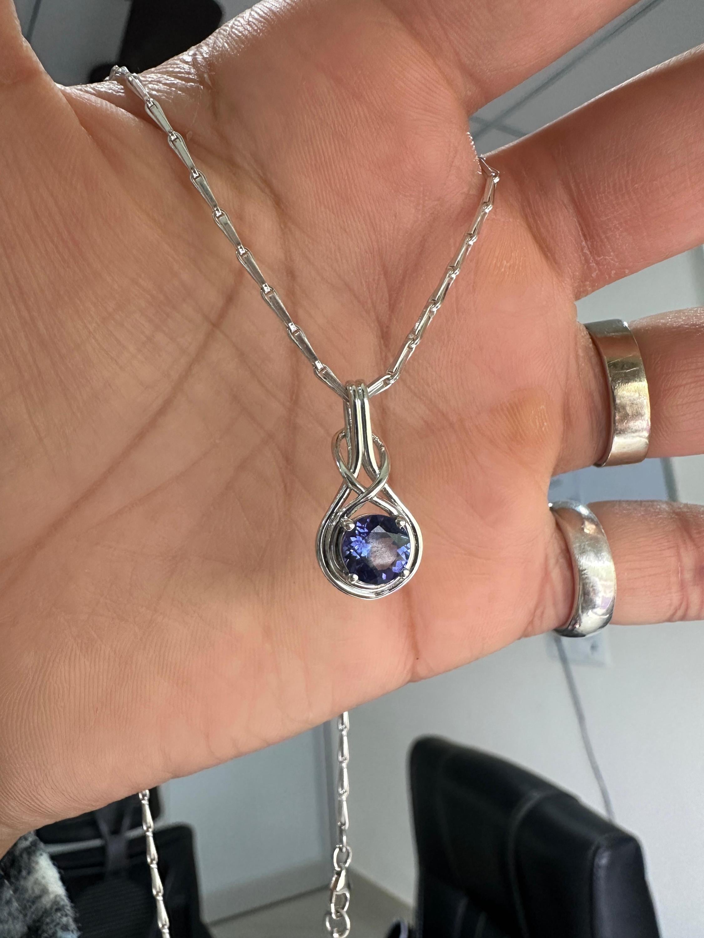 Natural Tanzanite Infinity Pendant | Twisted Bale, 925 Sterling Silver, December Birthstone