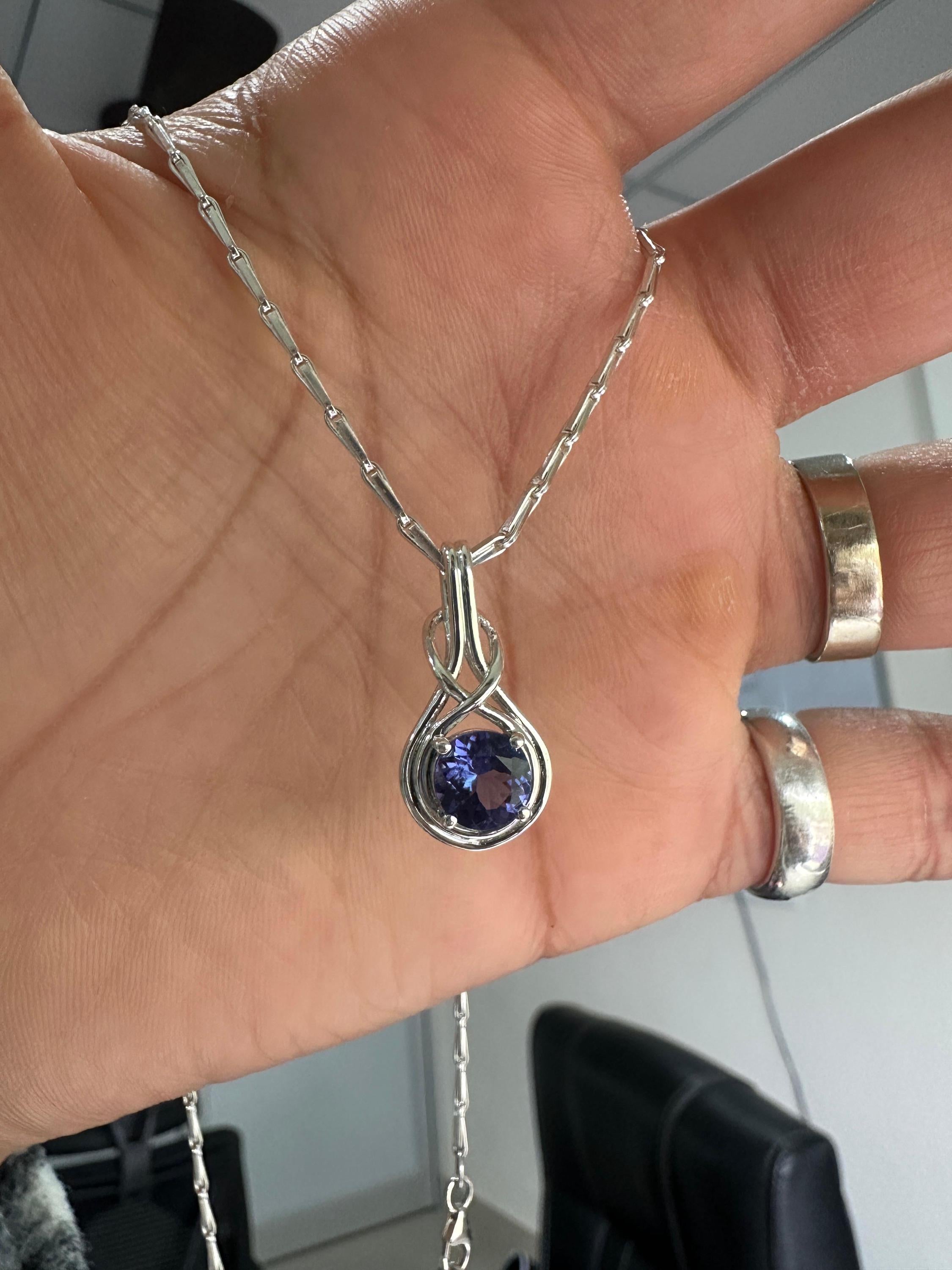 Natural Tanzanite Infinity Pendant | Twisted Bale, 925 Sterling Silver, December Birthstone