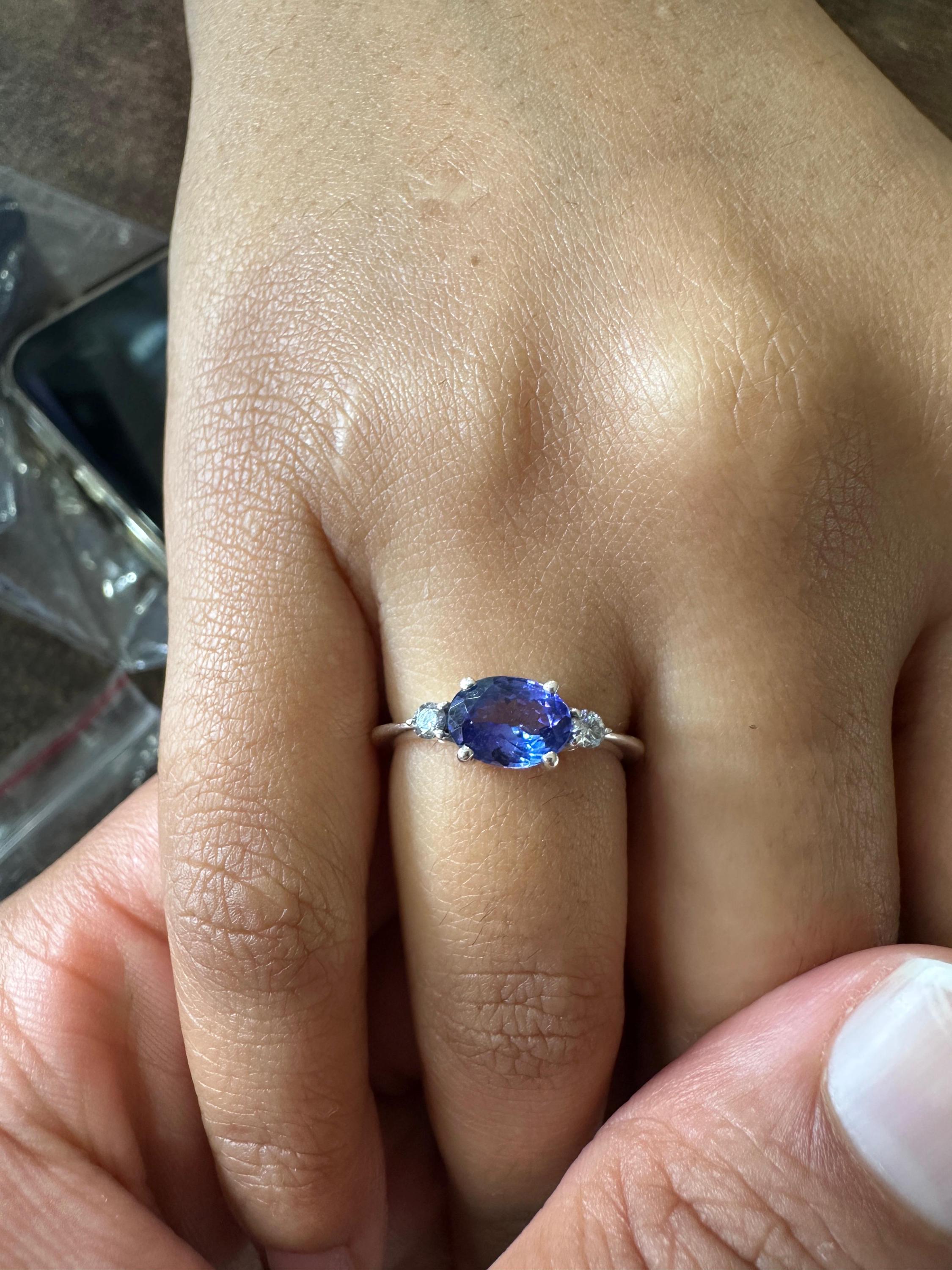 14K White Gold Oval Tanzanite Ring – Elegant Solitaire Engagement Ring