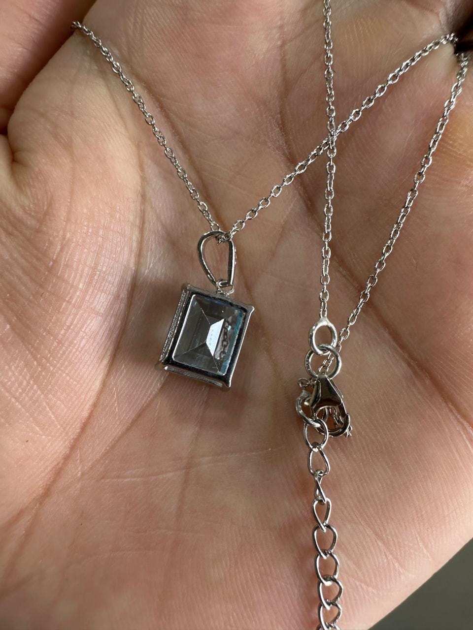 5CT Emerald Cut Aquamarine Pendant | 14K White Gold Necklace, March Birthstone