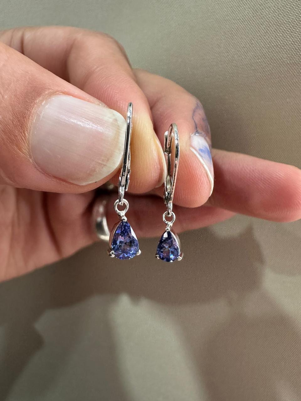14k Pear Tanzanite Earrings |Dangle Drop Earrings, December Birthstone