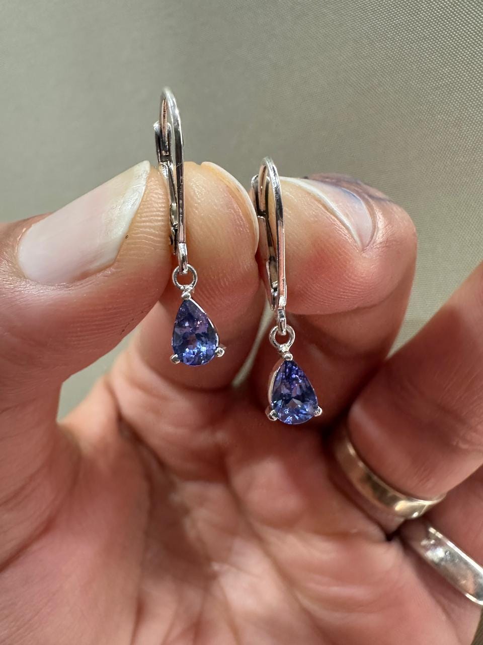 Pear Tanzanite Lever Back Earrings | 925 Sterling Silver | Dangle Drop Earrings | December Birthstone