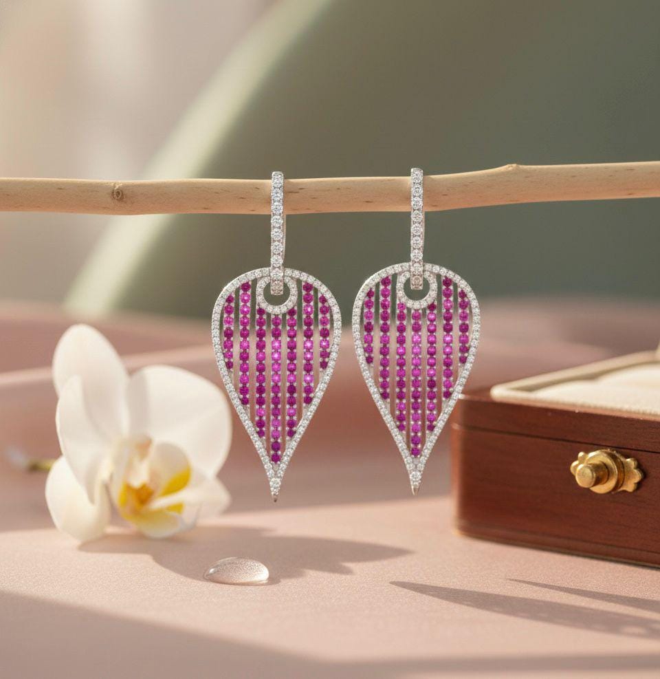 Ruby Moissanite Drop Earrings | 925 Sterling Silver Party Jewelry