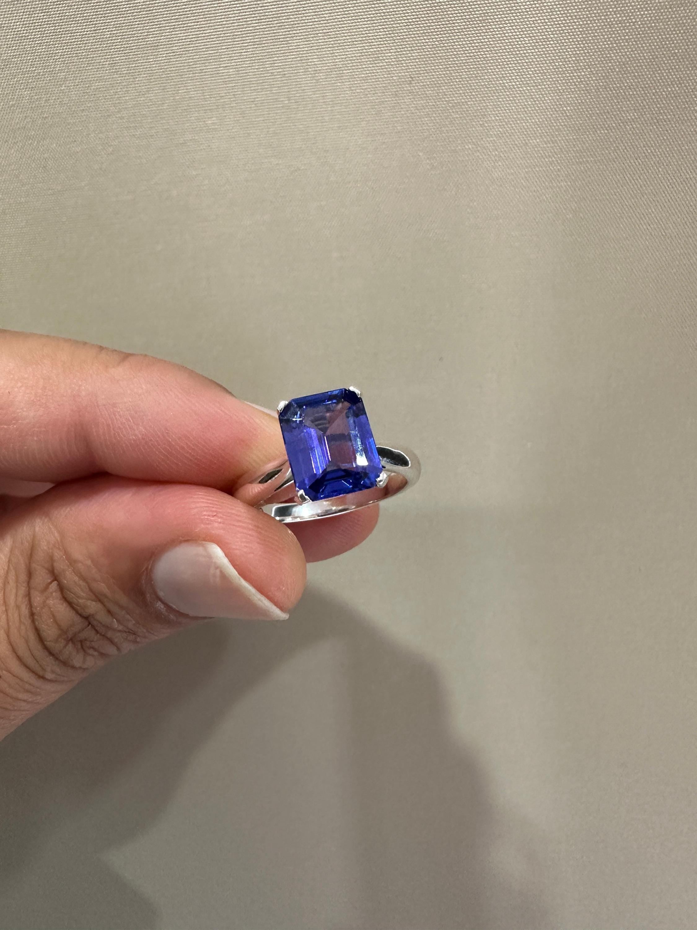 2.25 CT Luxury Tanzanite Engagement Ring | 14k White Gold, First Anniversary Gift for her
