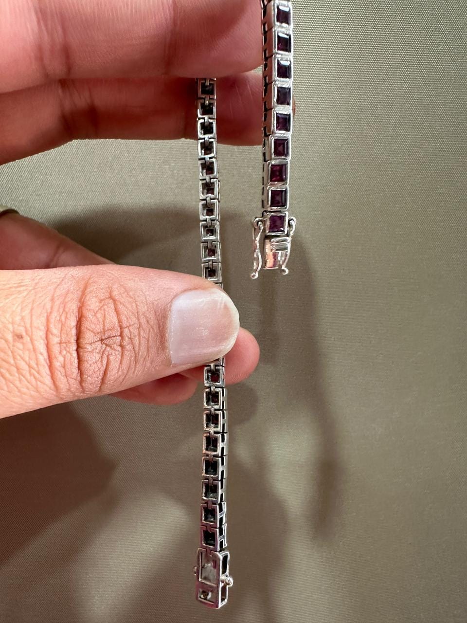 Royal Pink Rhodolite Tennis Bracelet | 925 Sterling Silver Finish, Bezel Set, Gift for him