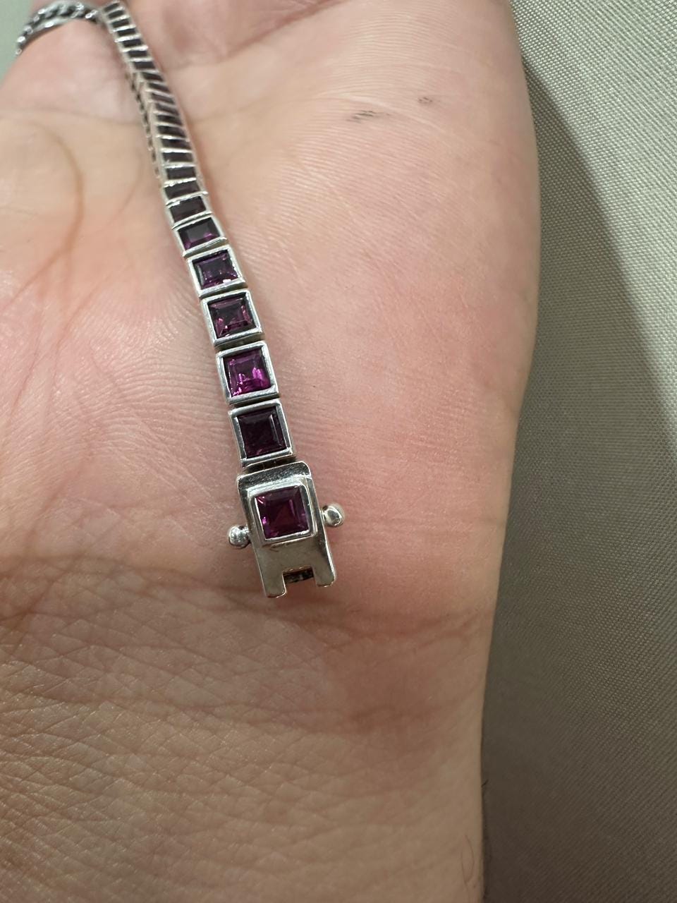 Royal Pink Rhodolite Tennis Bracelet | 925 Sterling Silver Finish, Bezel Set, Gift for him