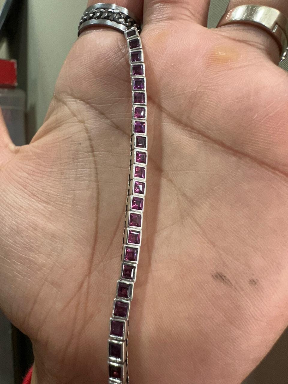 Raspberry Rhodolite Tennis Bracelet | 925 Sterling Silver Finish, Bezel Set