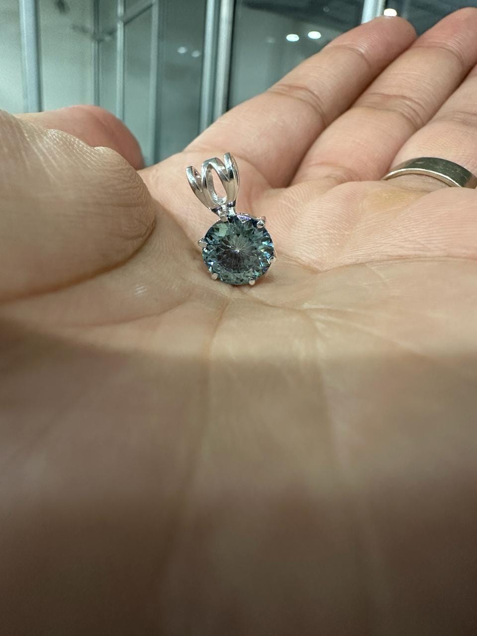Green Moissanite Portuguese Cut Pendant | 925 Sterling Silver Solitaire Necklace 2.5 CT