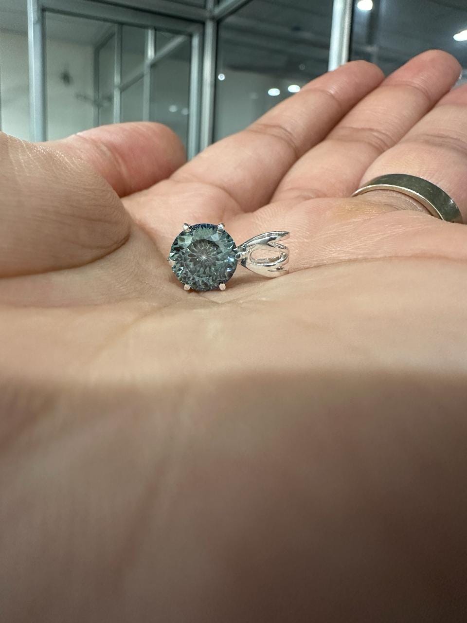 Green Moissanite Portuguese Cut Pendant | 925 Sterling Silver Solitaire Necklace 2.5 CT