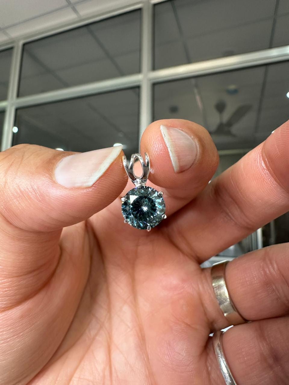 Green Moissanite Portuguese Cut Pendant | 925 Sterling Silver Solitaire Necklace 2.5 CT