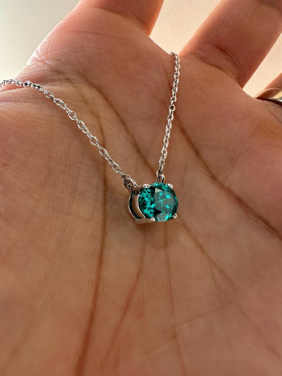 Lab Grown Paraiba Tourmaline Pendant | Oval Solitaire 925 Silver Necklace (2.5 Ct)