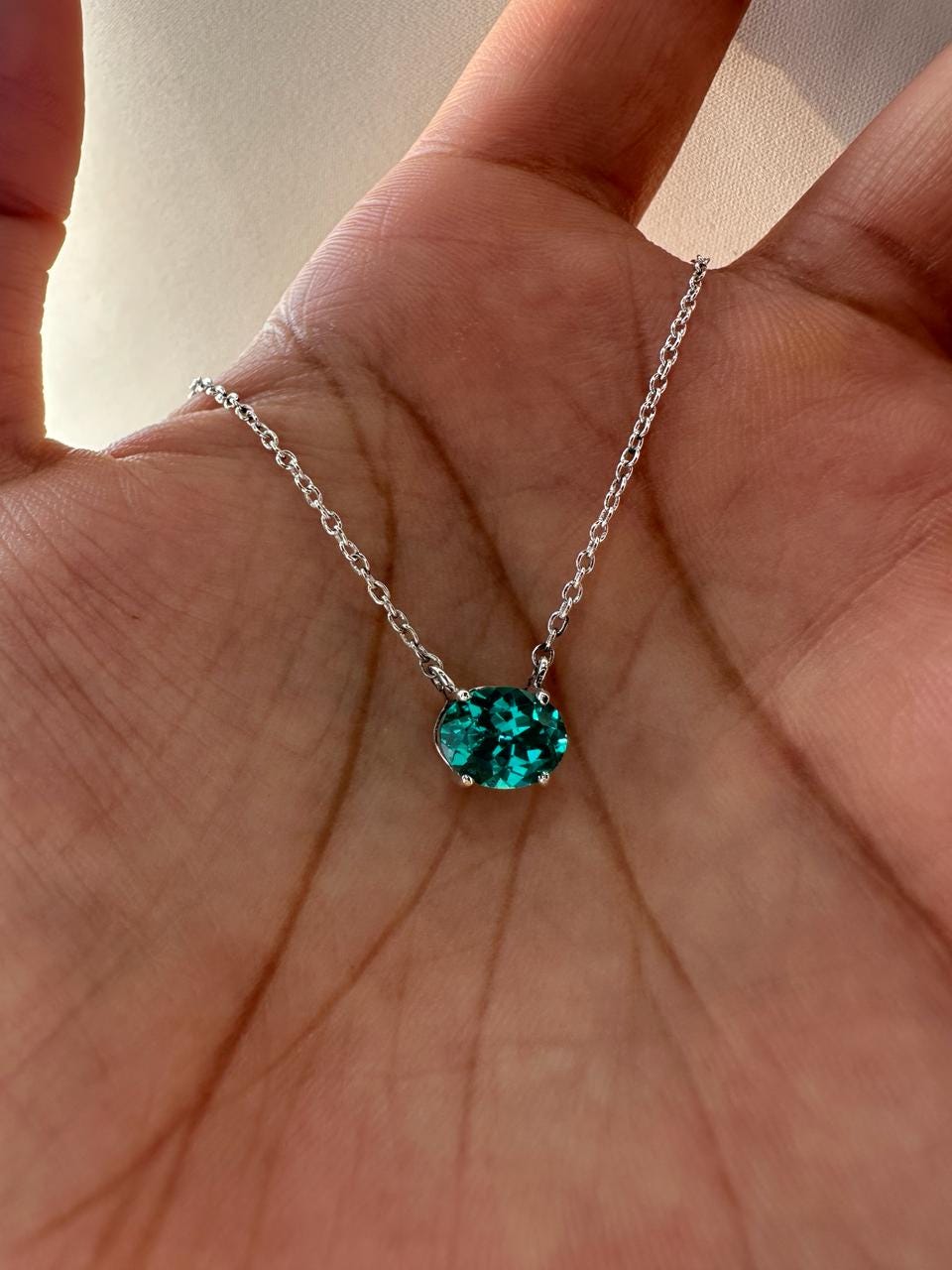 Lab Grown Paraiba Tourmaline Pendant | Oval Solitaire 925 Silver Necklace (2.5 Ct)