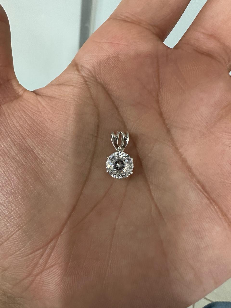 Portuguese Cut Moissanite Solitaire Pendant | 2.5 CT Round Brilliant Sterling Silver Necklace