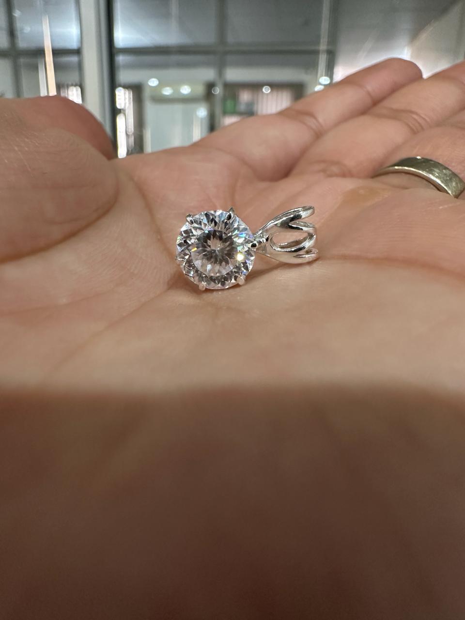 Portuguese Cut Moissanite Solitaire Pendant | 2.5 CT Round Brilliant Sterling Silver Necklace