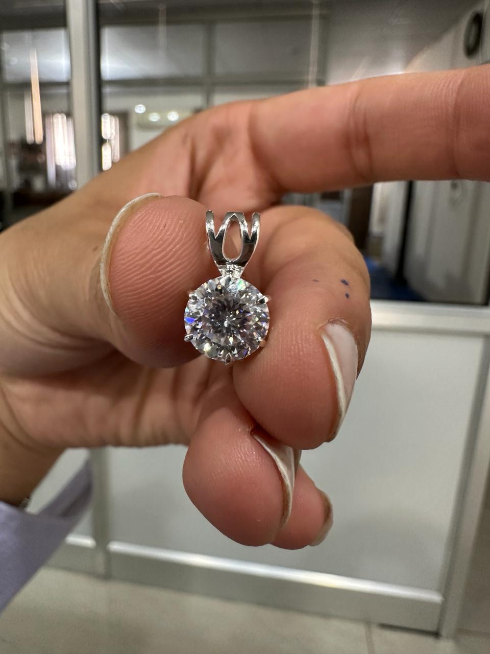 Portuguese Cut Moissanite Solitaire Pendant | 2.5 CT Round Brilliant Sterling Silver Necklace