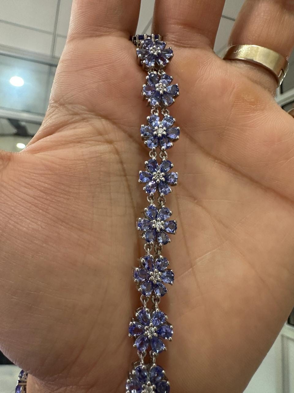 Tanzanite Flower Bracelet | Blue Purple Gemstone Jewelry, Luxury gift for her