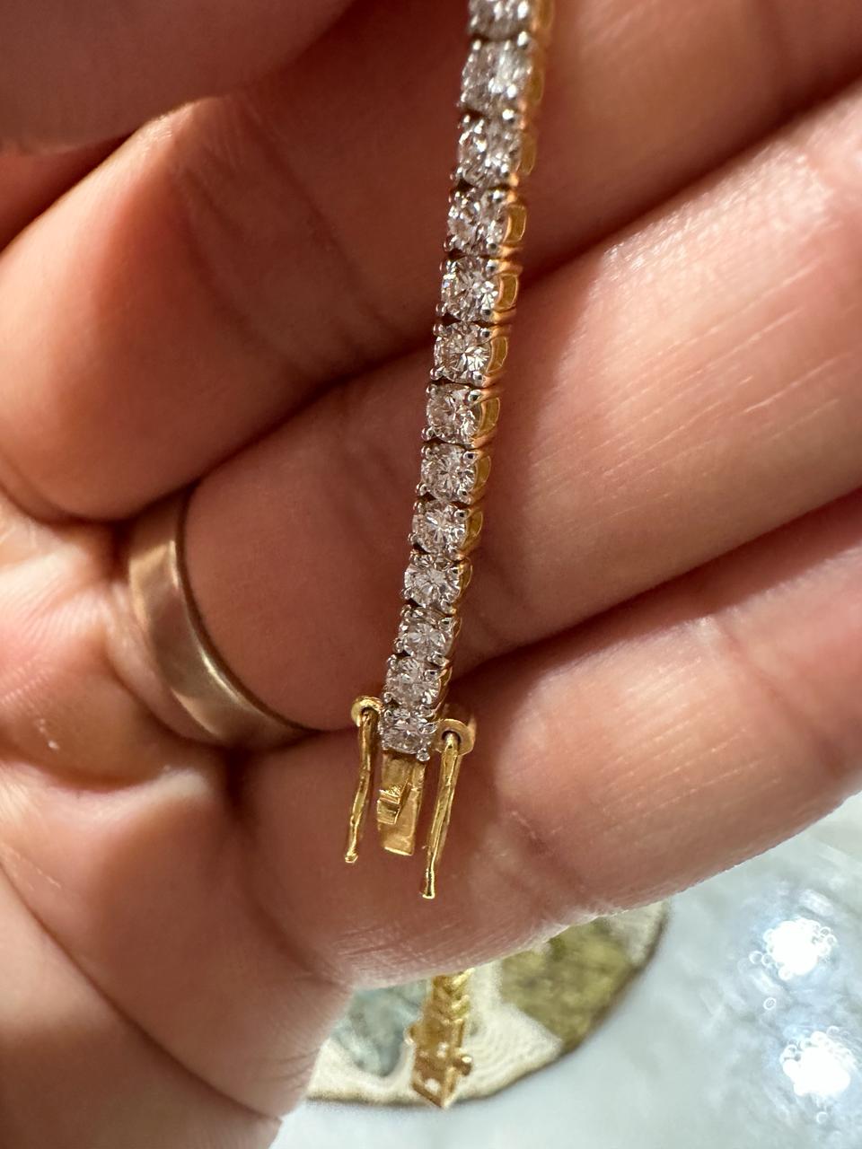 14K Gold Lab Diamond Tennis Bracelet 6.5 Inch Length, 5 Ct Luxury Gift for her