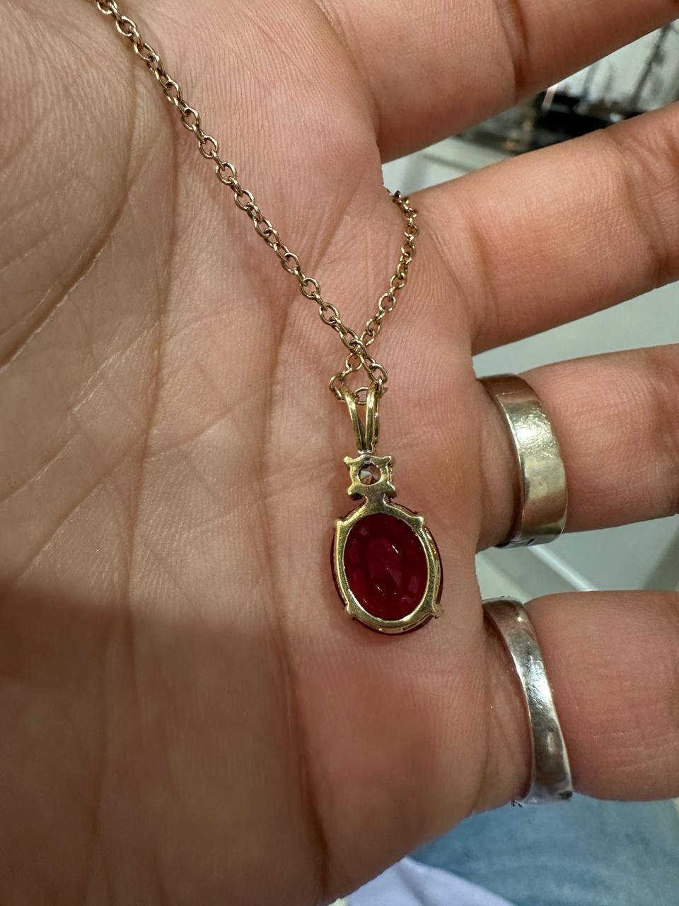 Oval cut Lab Ruby Moissanite Pendant | 5CT Unique Anniversary Gift for her