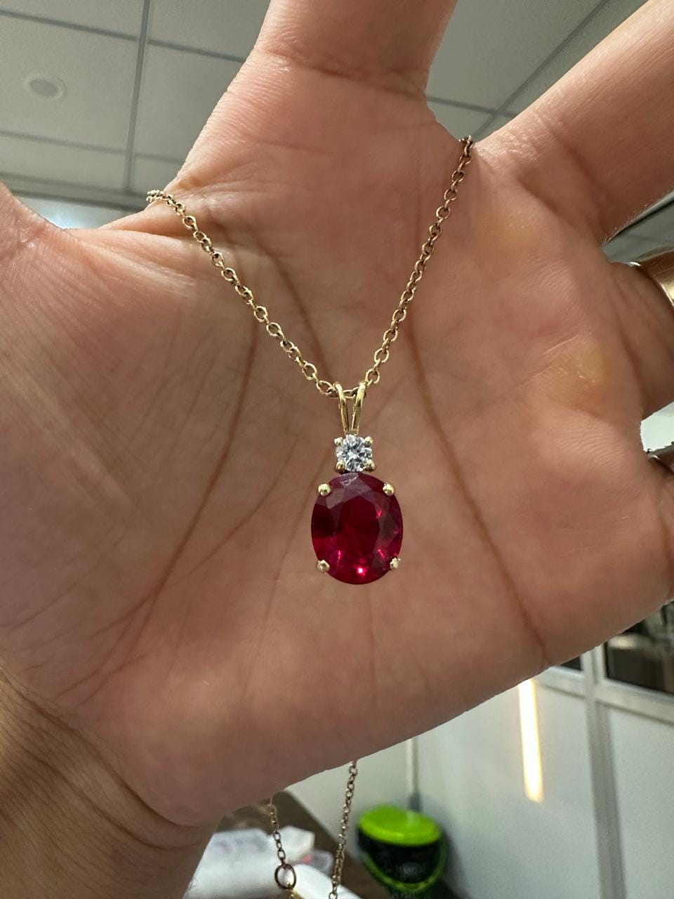 Oval cut Lab Ruby Moissanite Pendant | 5CT Unique Anniversary Gift for her