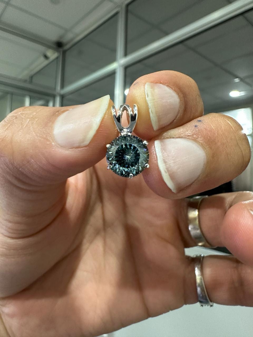 Green Moissanite Portuguese Cut Pendant | 925 Sterling Silver Solitaire Necklace 2.5 CT