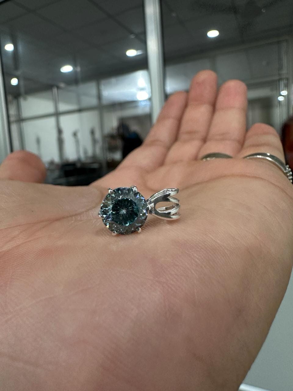 Green Moissanite Portuguese Cut Pendant | 925 Sterling Silver Solitaire Necklace 2.5 CT
