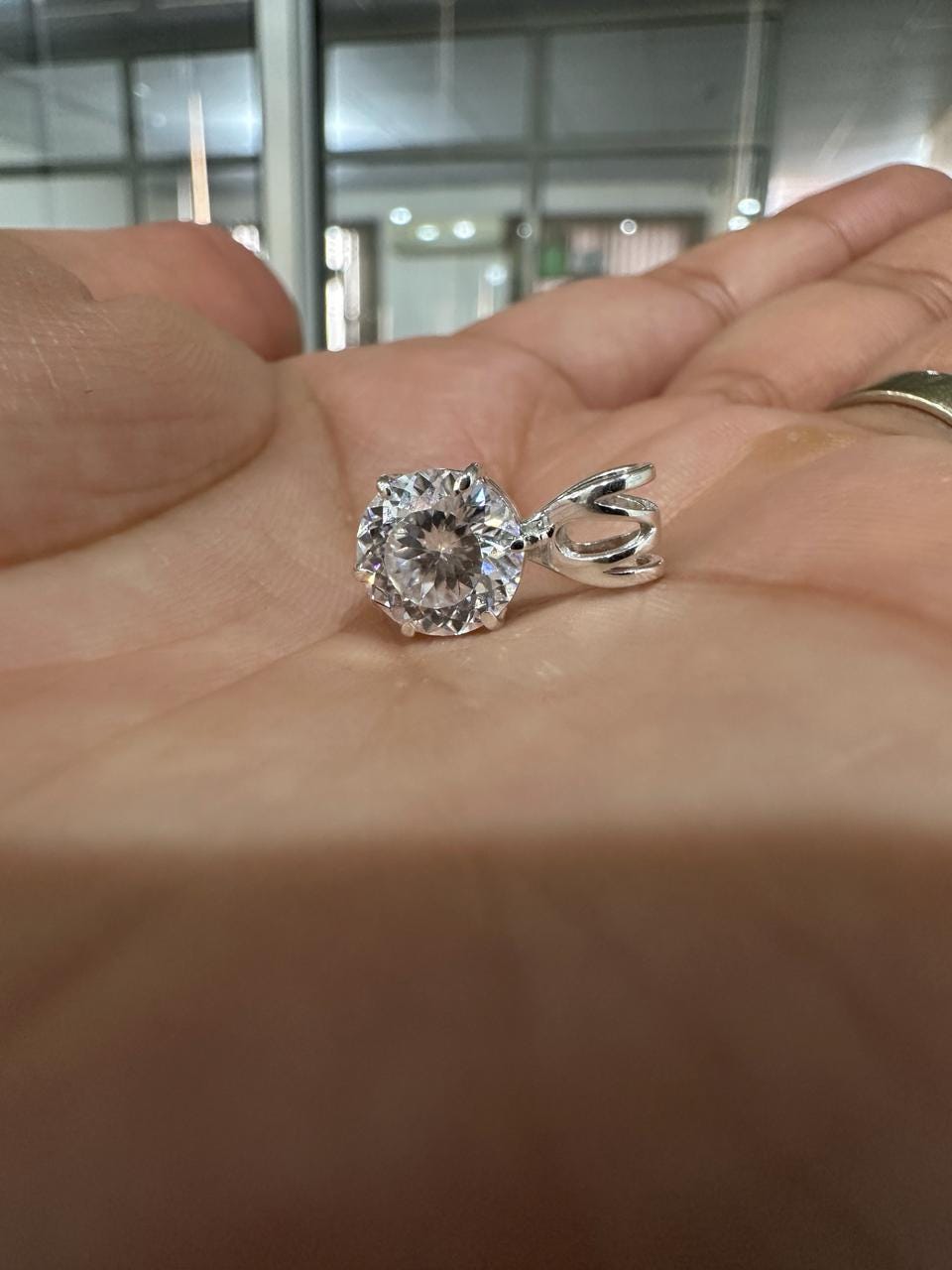 Portuguese Cut Moissanite Solitaire Pendant | 2.5 CT Round Brilliant Sterling Silver Necklace