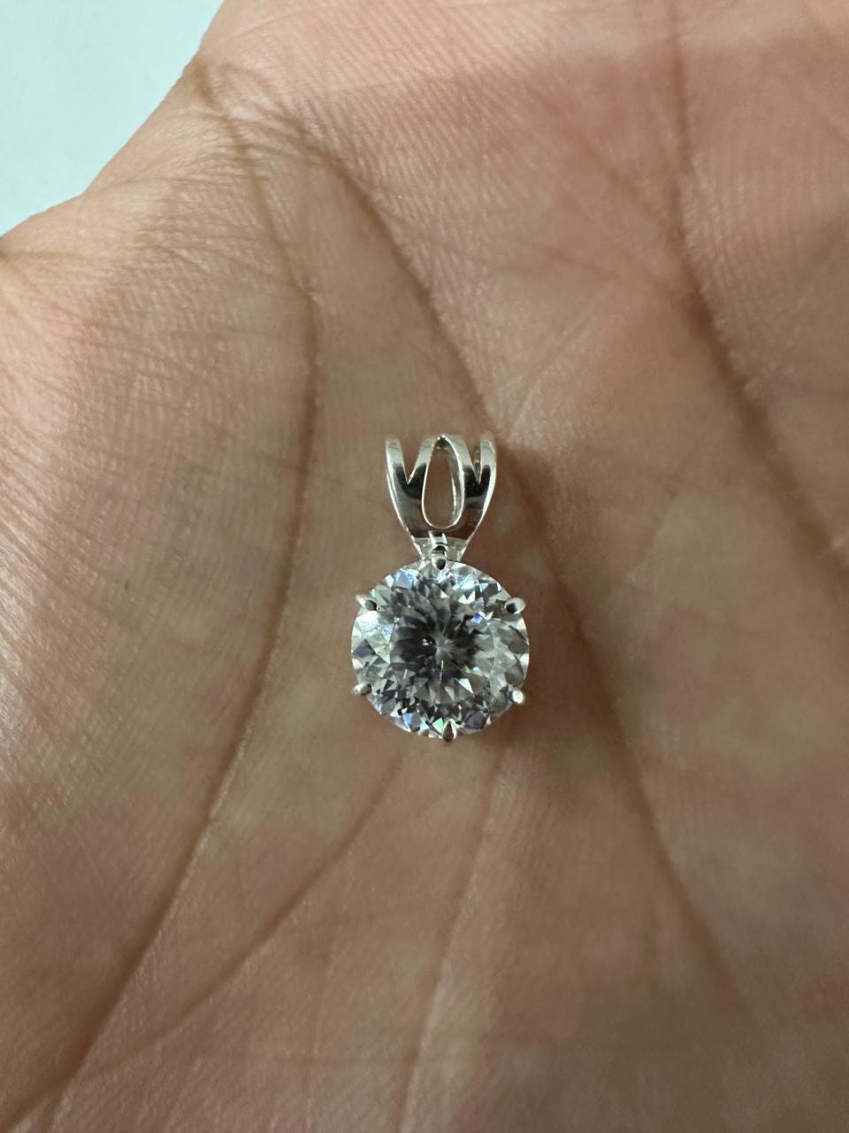 Portuguese Cut Moissanite Solitaire Pendant | 2.5 CT Round Brilliant Sterling Silver Necklace