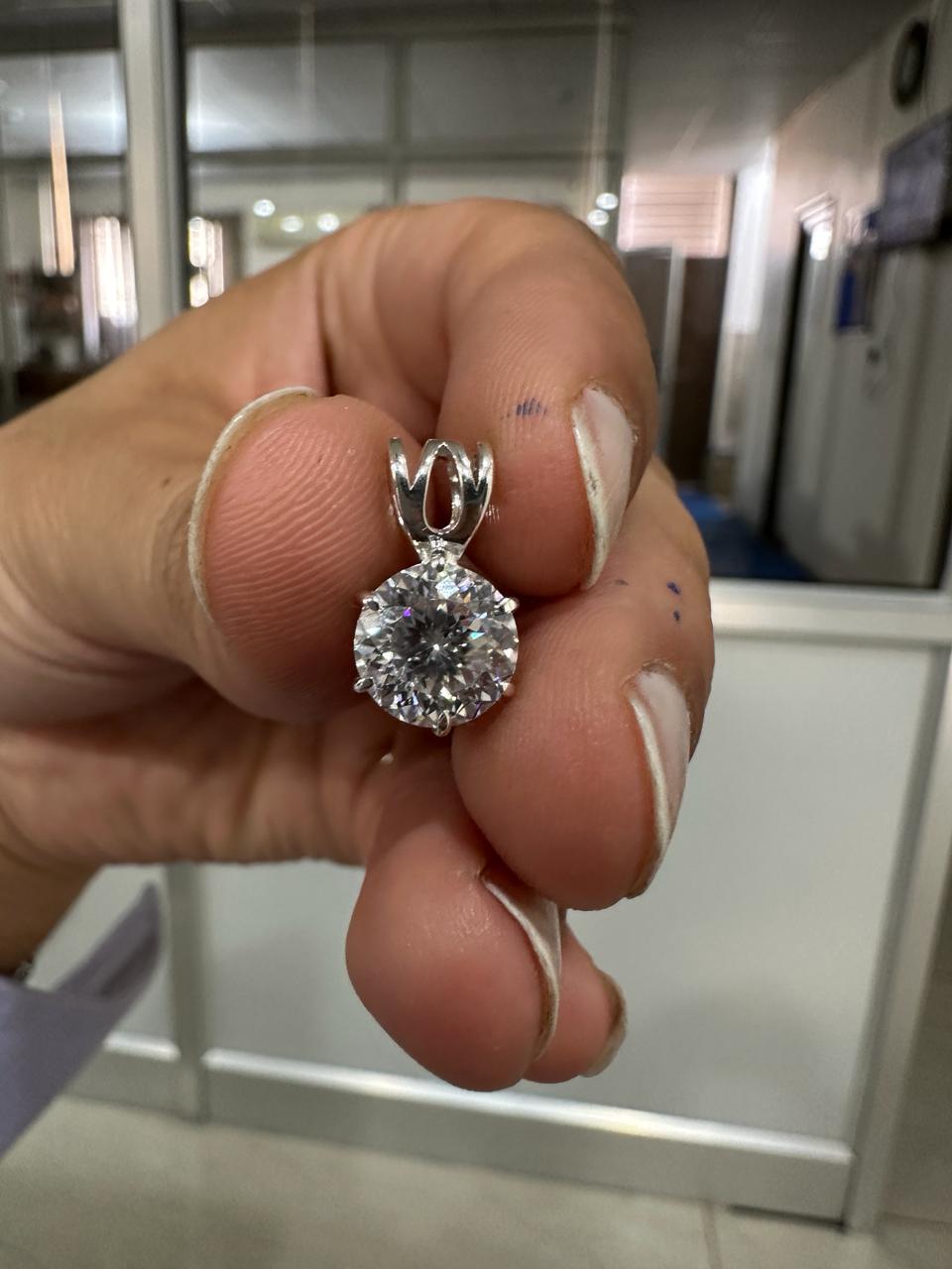 Portuguese Cut Moissanite Solitaire Pendant | 2.5 CT Round Brilliant Sterling Silver Necklace