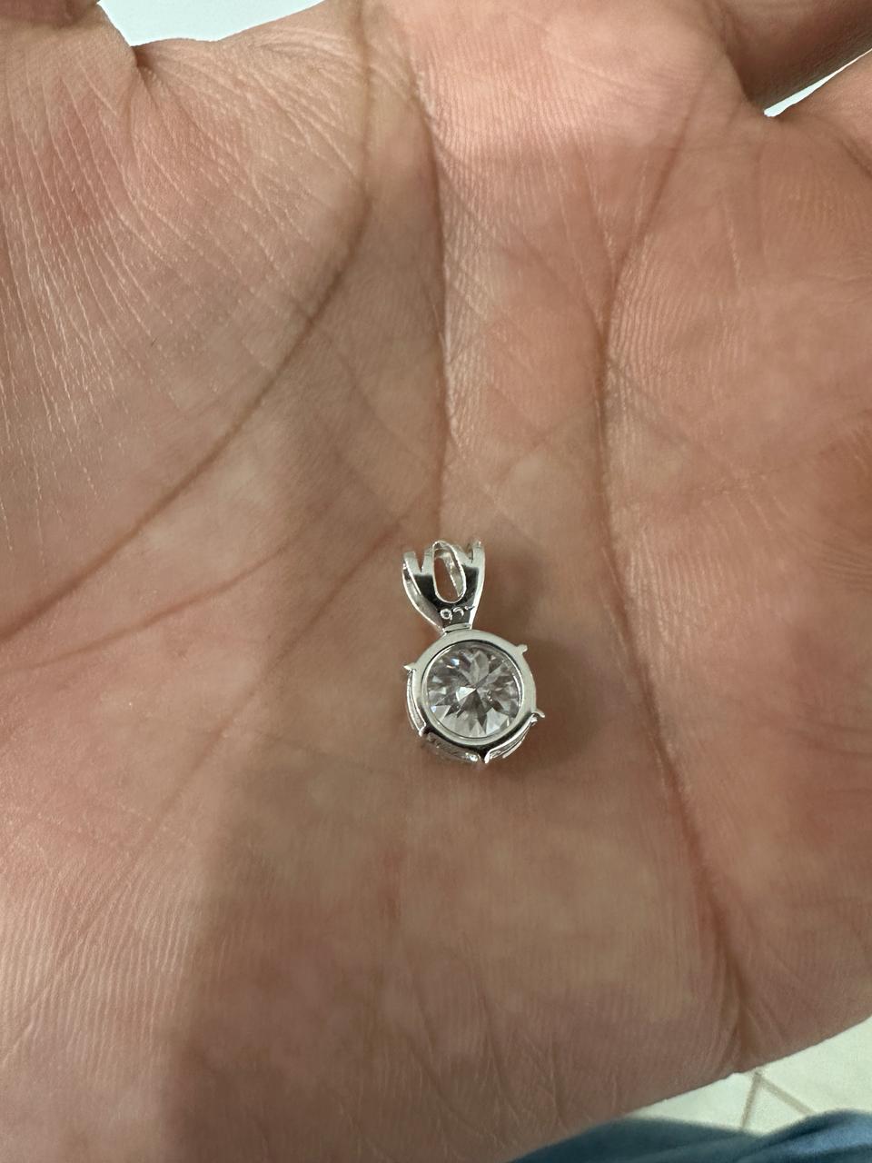 Portuguese Cut Moissanite Solitaire Pendant | 2.5 CT Round Brilliant Sterling Silver Necklace