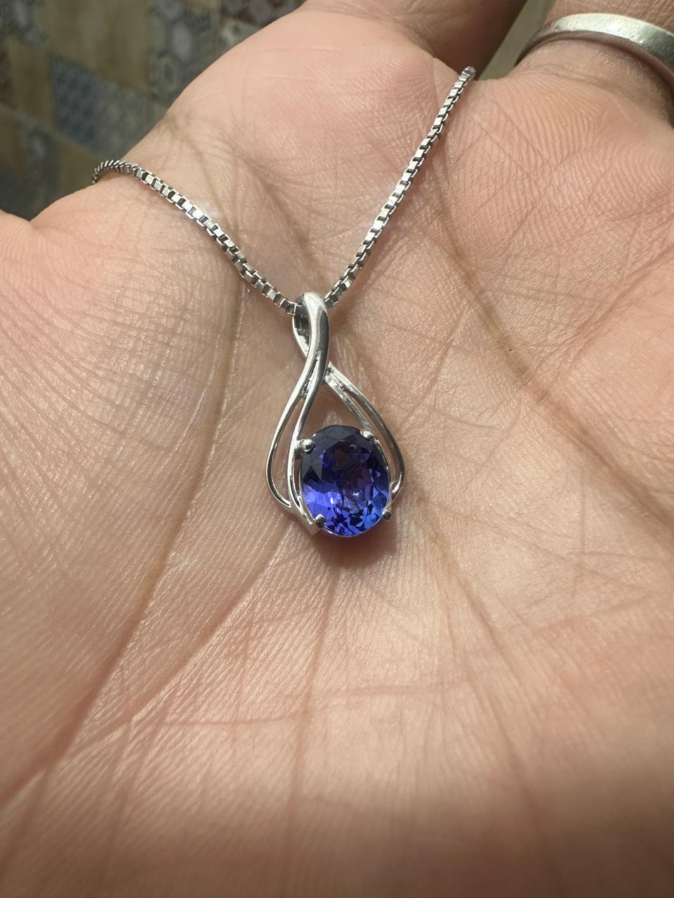 14k Gold Tanzanite Infinity Pendant | 2 CT Rare Blue Gemstone Necklace for her