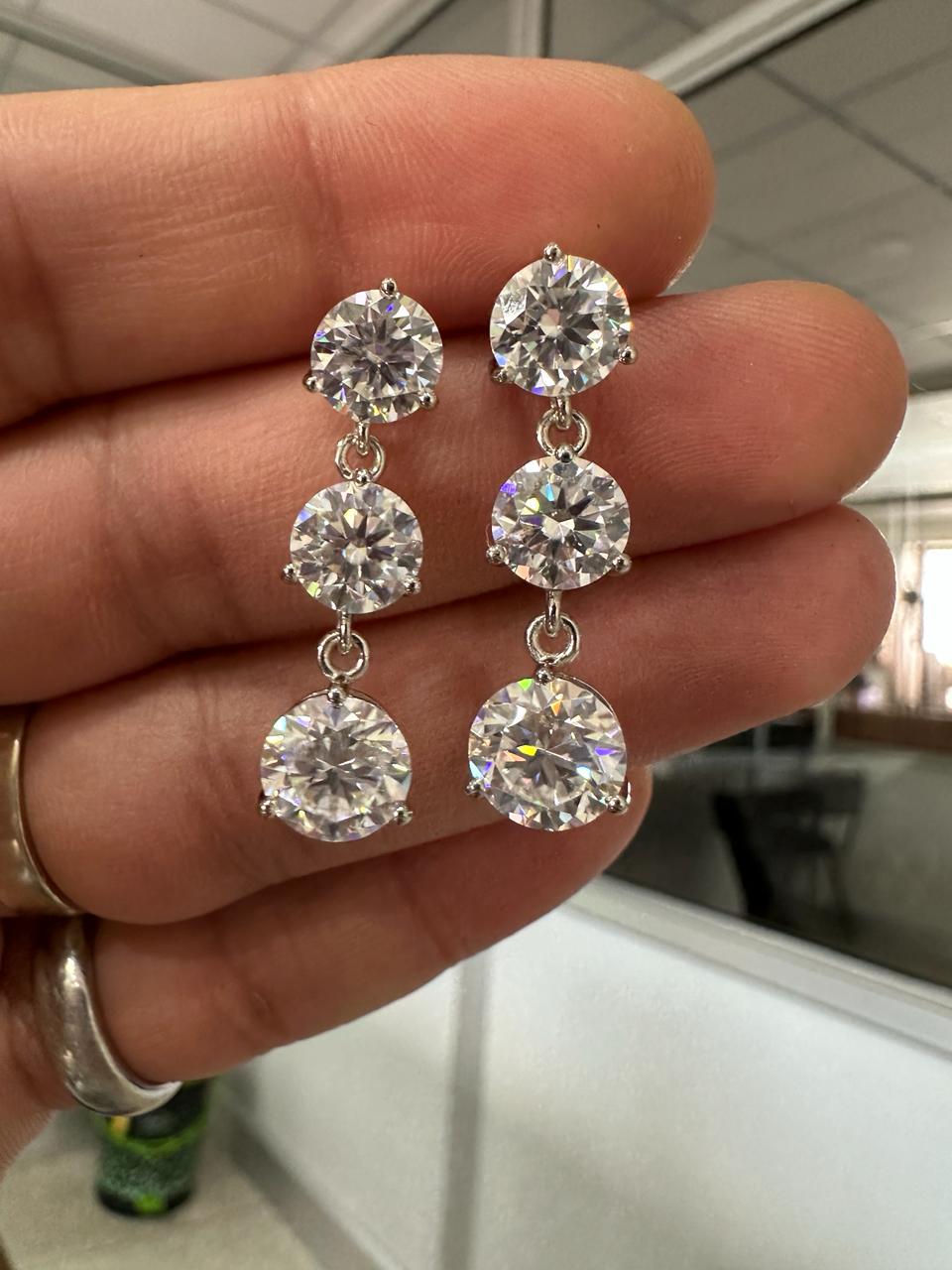 Moissanite Drop Earrings: Round Cut Solitaire, 14k Gold Bridal Jewelry, Gift for her