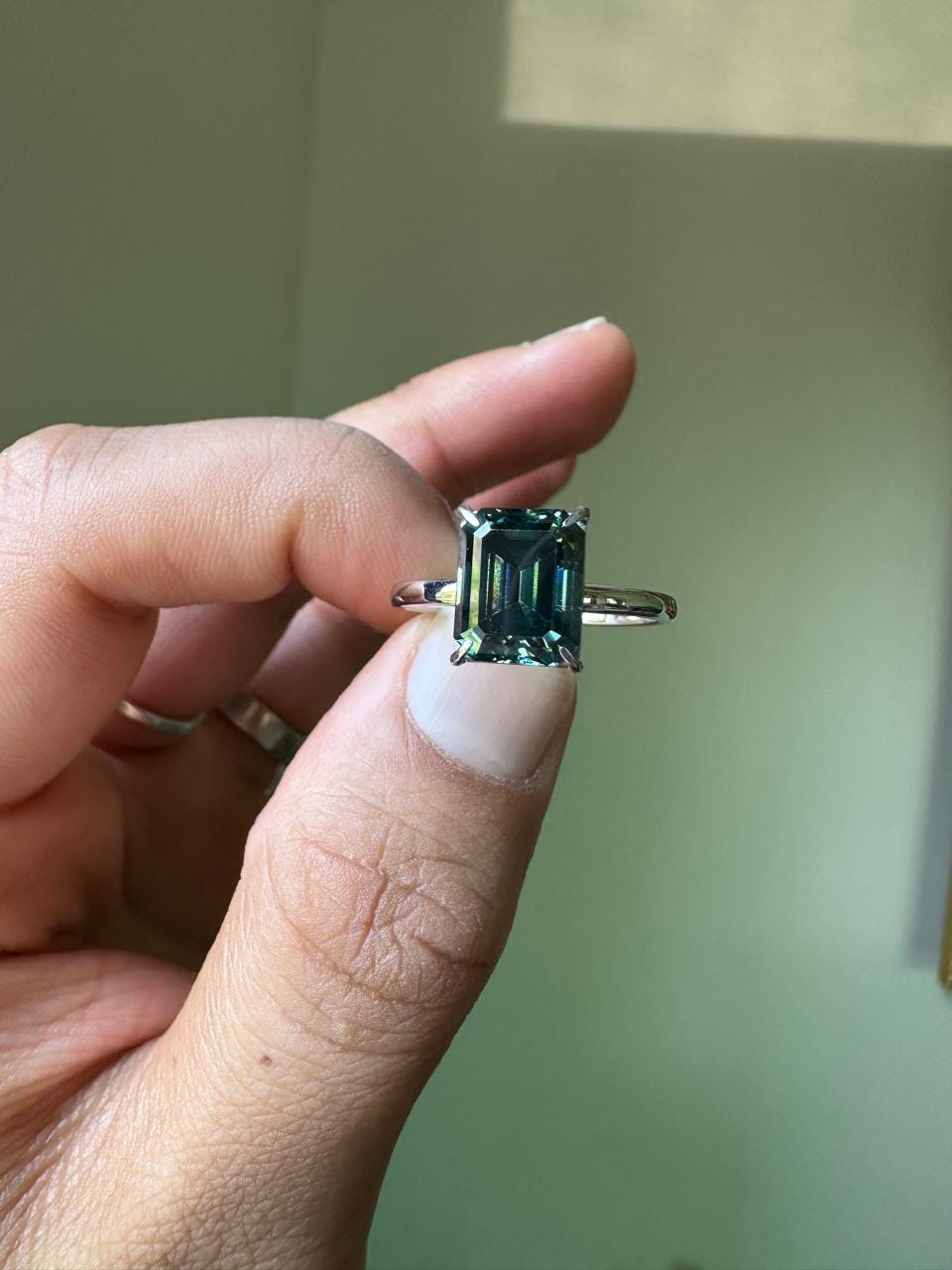 3 CT Emerald Cut Alexandrite Engagement Ring | 14K White Gold Solitaire Proposal Ring