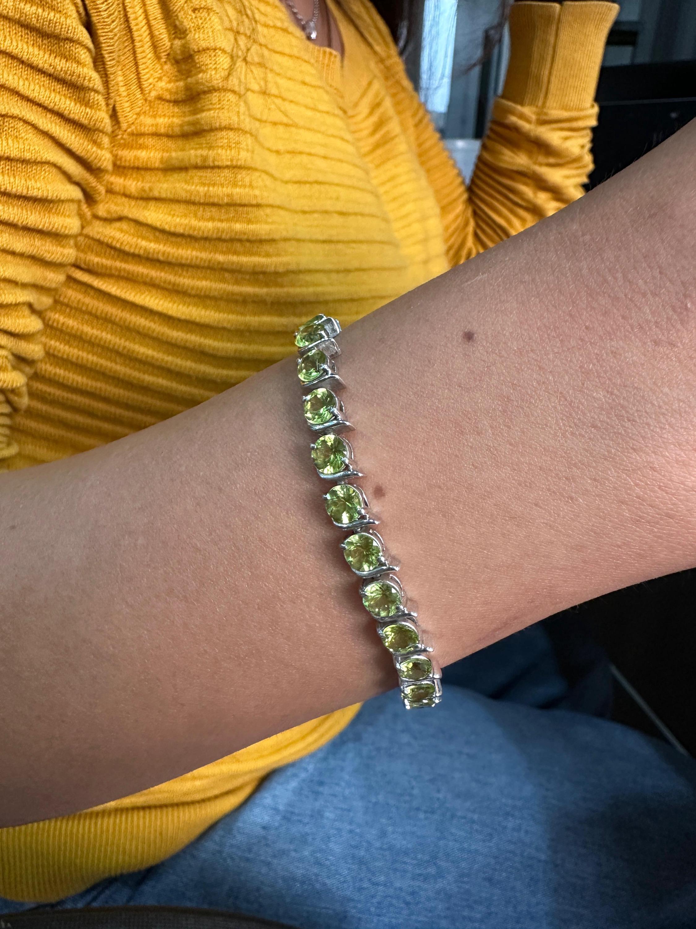 Peridot Tennis Bracelet | 925 Sterling Silver, August Birthstone Jewelry, Luxury Gift for her