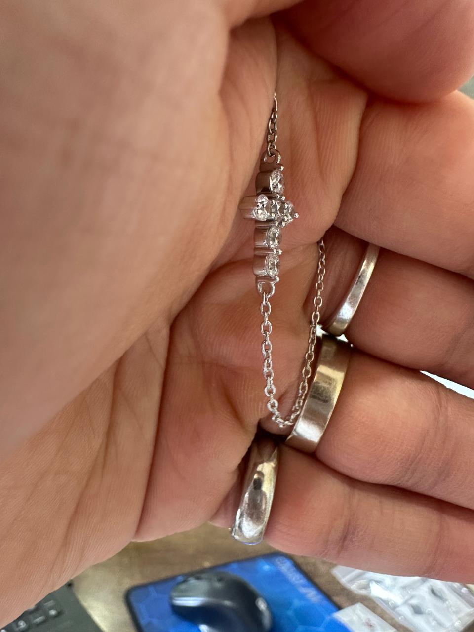 Cross Moissanite Bracelet | 1.5 CT Sterling Silver Dainty Chain Jewelry