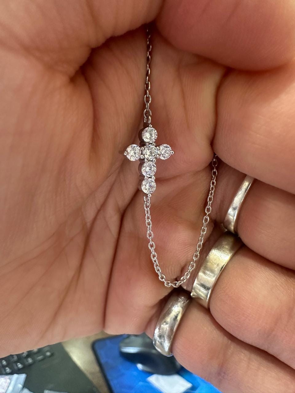 Cross Moissanite Bracelet | 1.5 CT Sterling Silver Dainty Chain Jewelry
