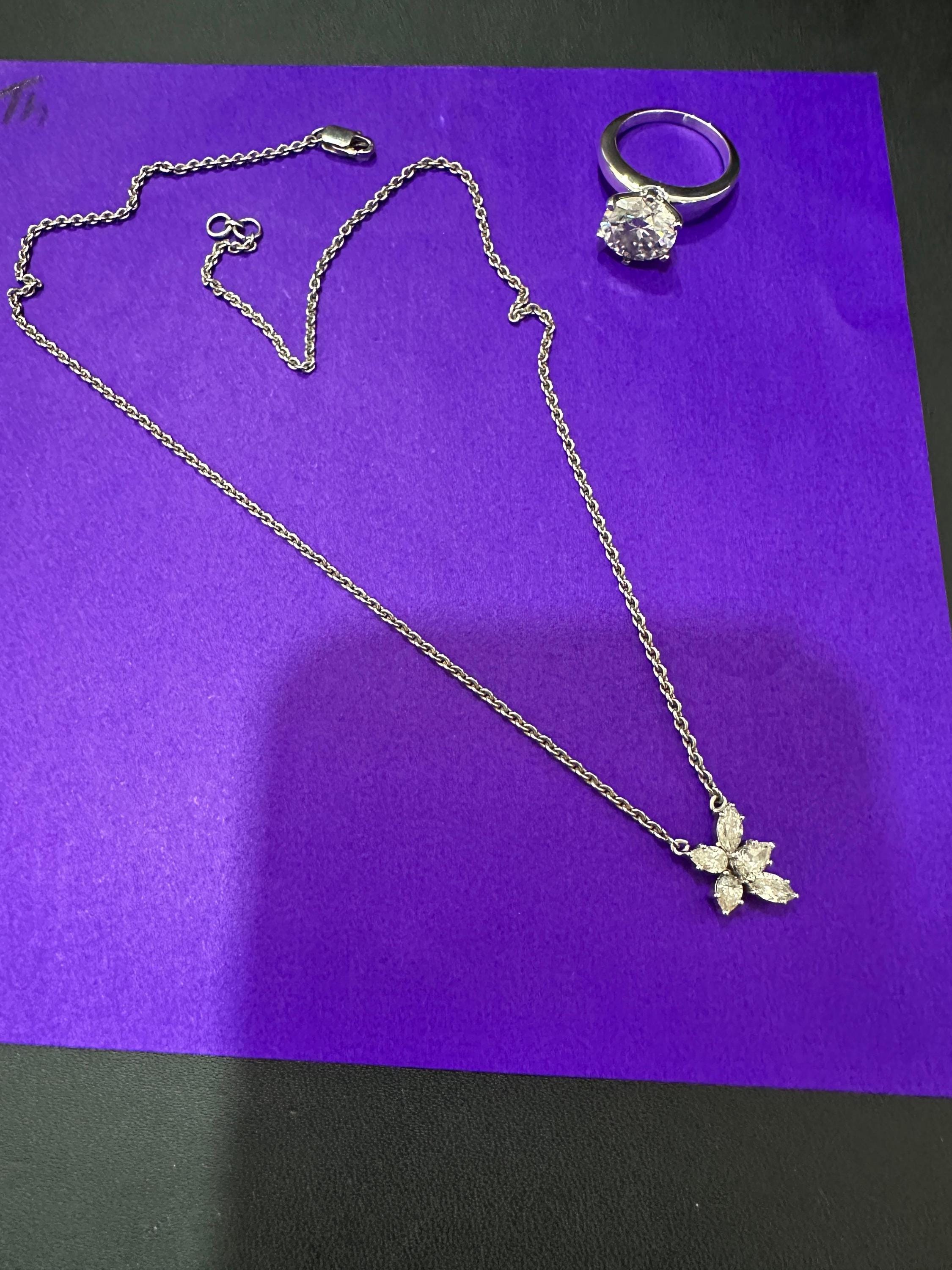 Diamond Butterfly Pendant Necklace | 14kt White Gold Finish, Fine Jewelry for Gift