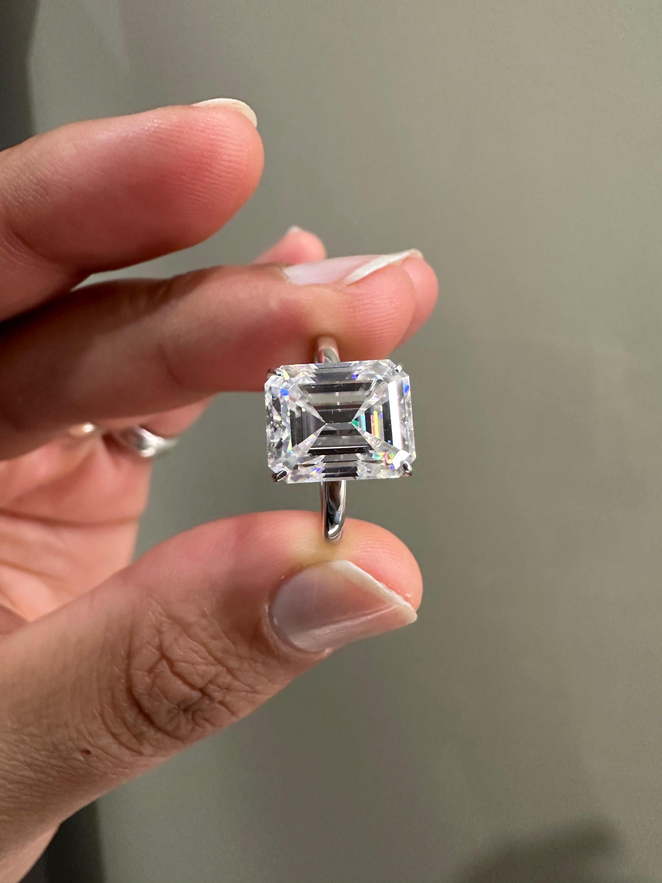 3 CT Emerald Cut Lab Diamond Engagement Ring | 14K White Gold Solitaire (IGI Certified)