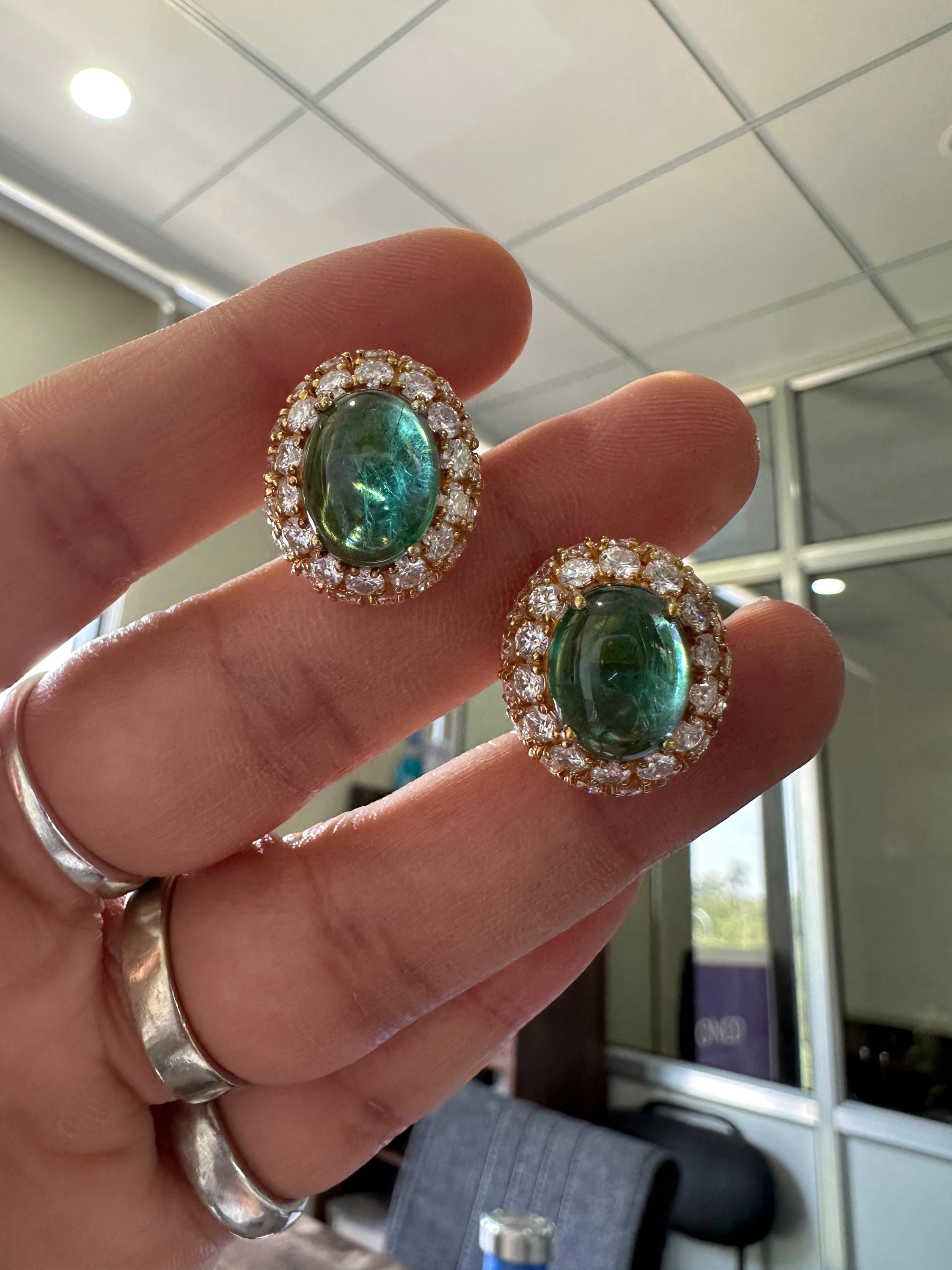 14K Gold Oval Emerald Diamond Halo Earrings | 15 CT Statement Bridal Jewelry