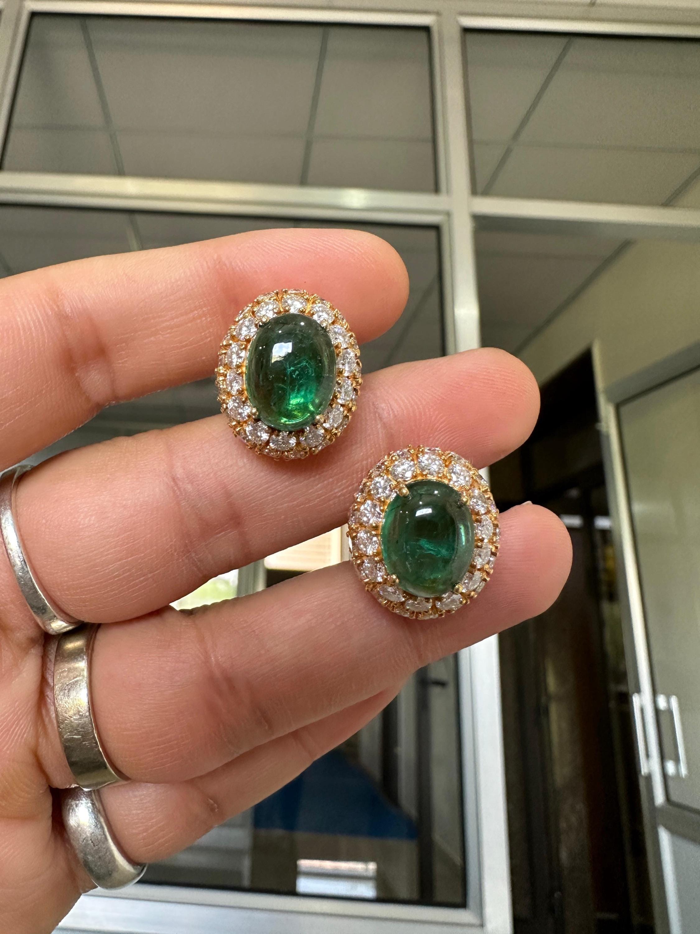 14K Gold Oval Emerald Diamond Halo Earrings | 15 CT Statement Bridal Jewelry