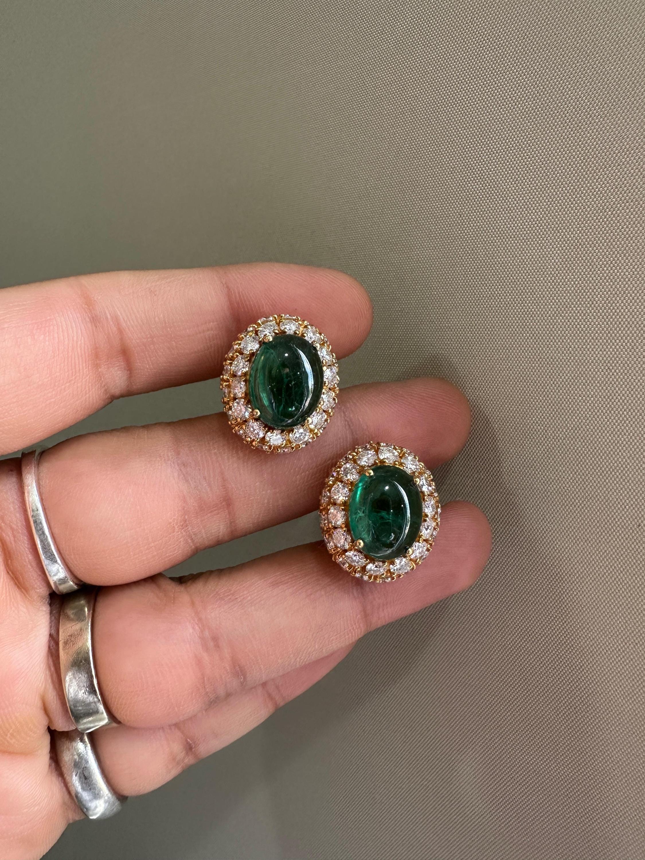 14K Gold Oval Emerald Diamond Halo Earrings | 15 CT Statement Bridal Jewelry