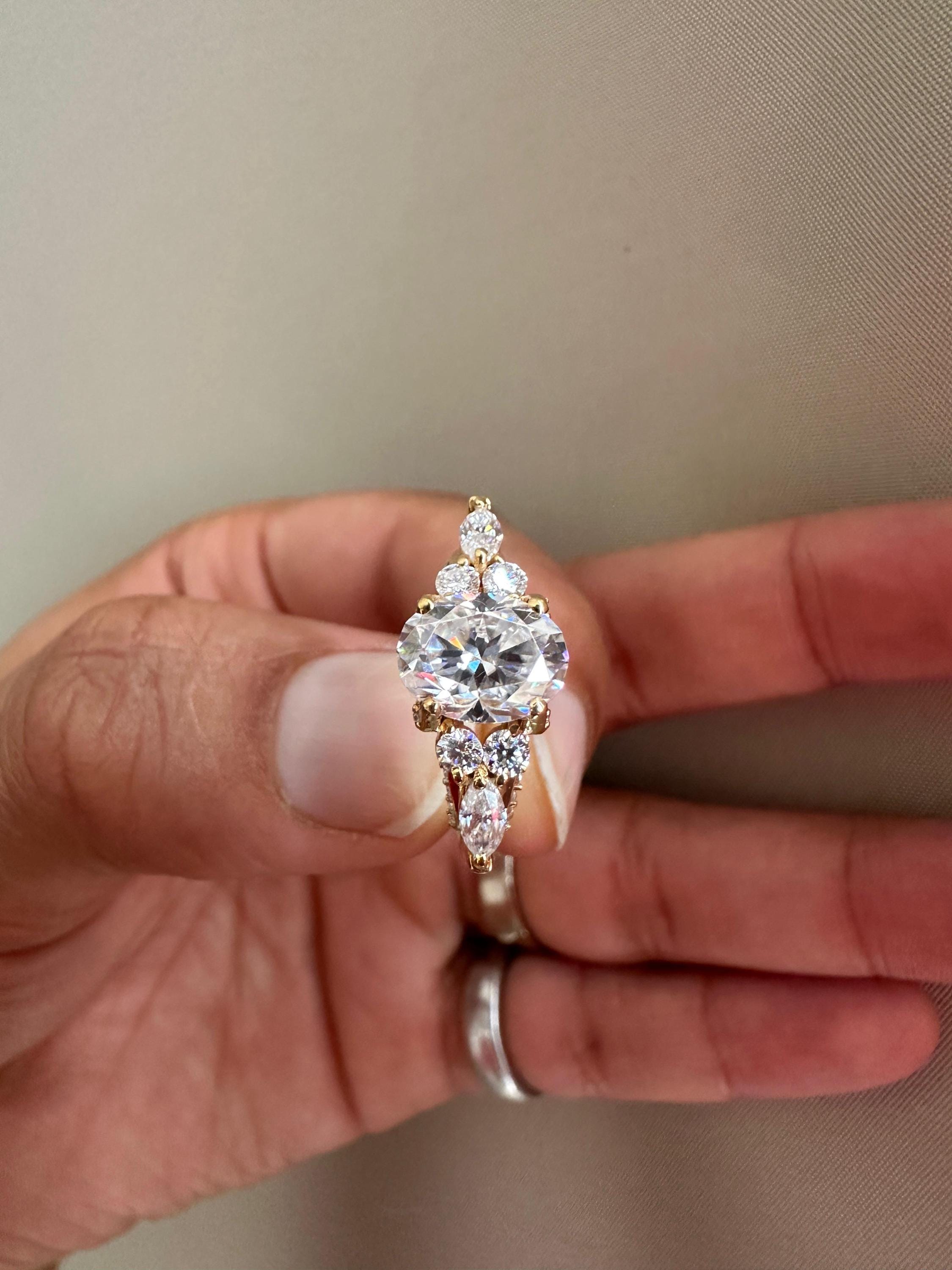 2 CT Oval Lab Diamond Ring 14K Gold | Vintage Inspired Engagement Ring