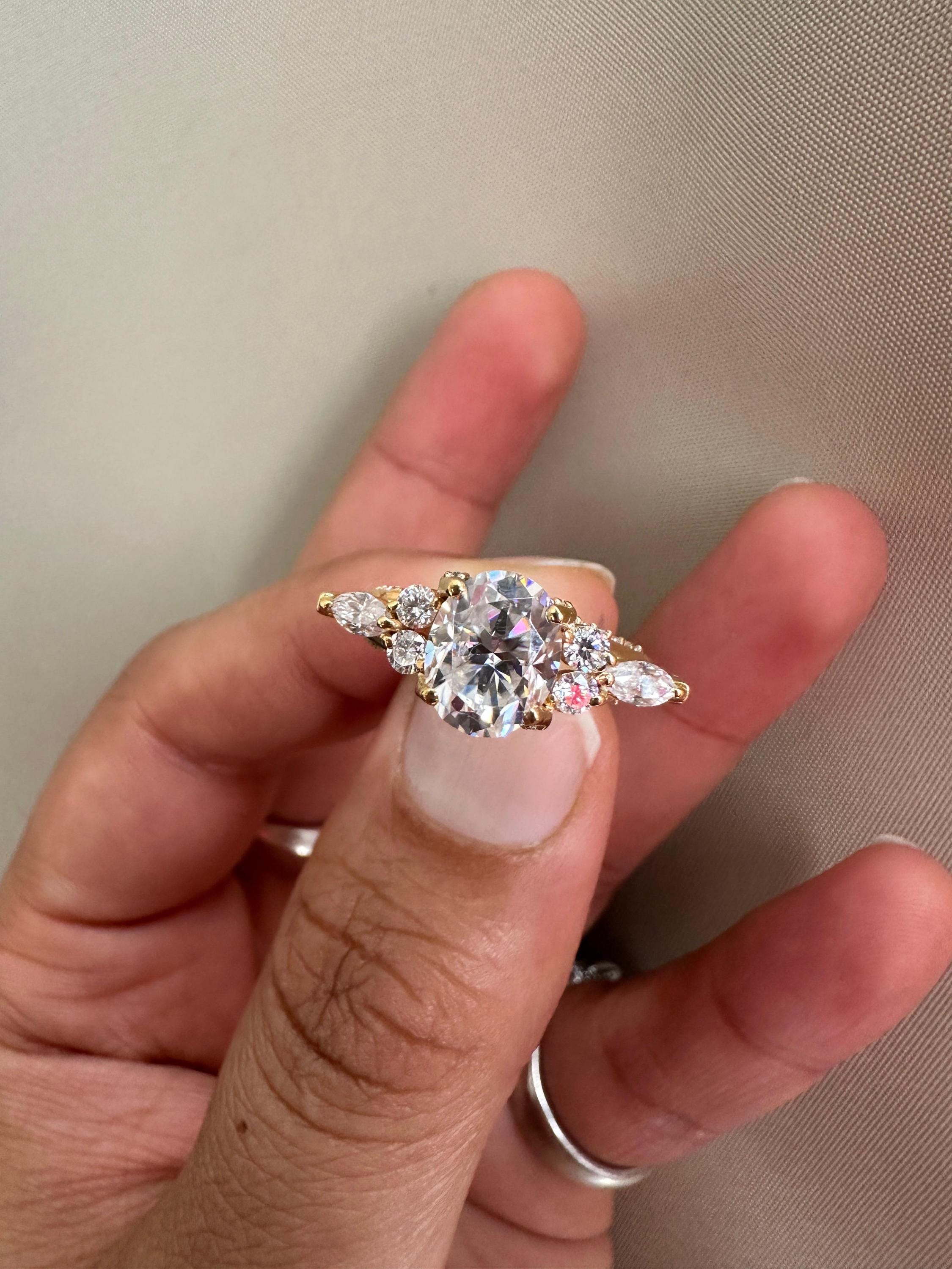 2 CT Oval Lab Diamond Ring 14K Gold | Vintage Inspired Engagement Ring