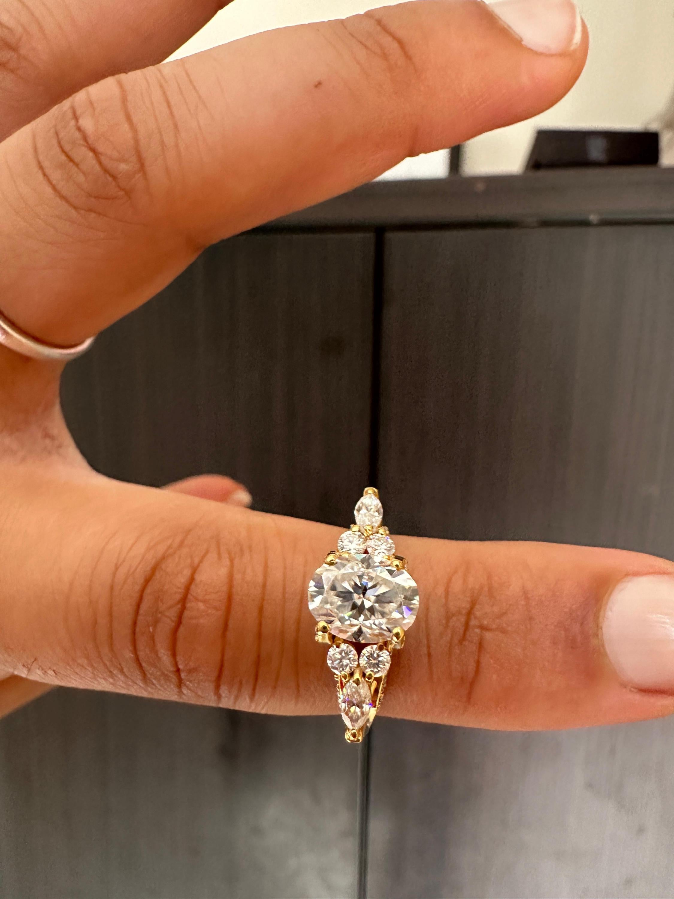 2 CT Oval Lab Diamond Ring 14K Gold | Vintage Inspired Engagement Ring