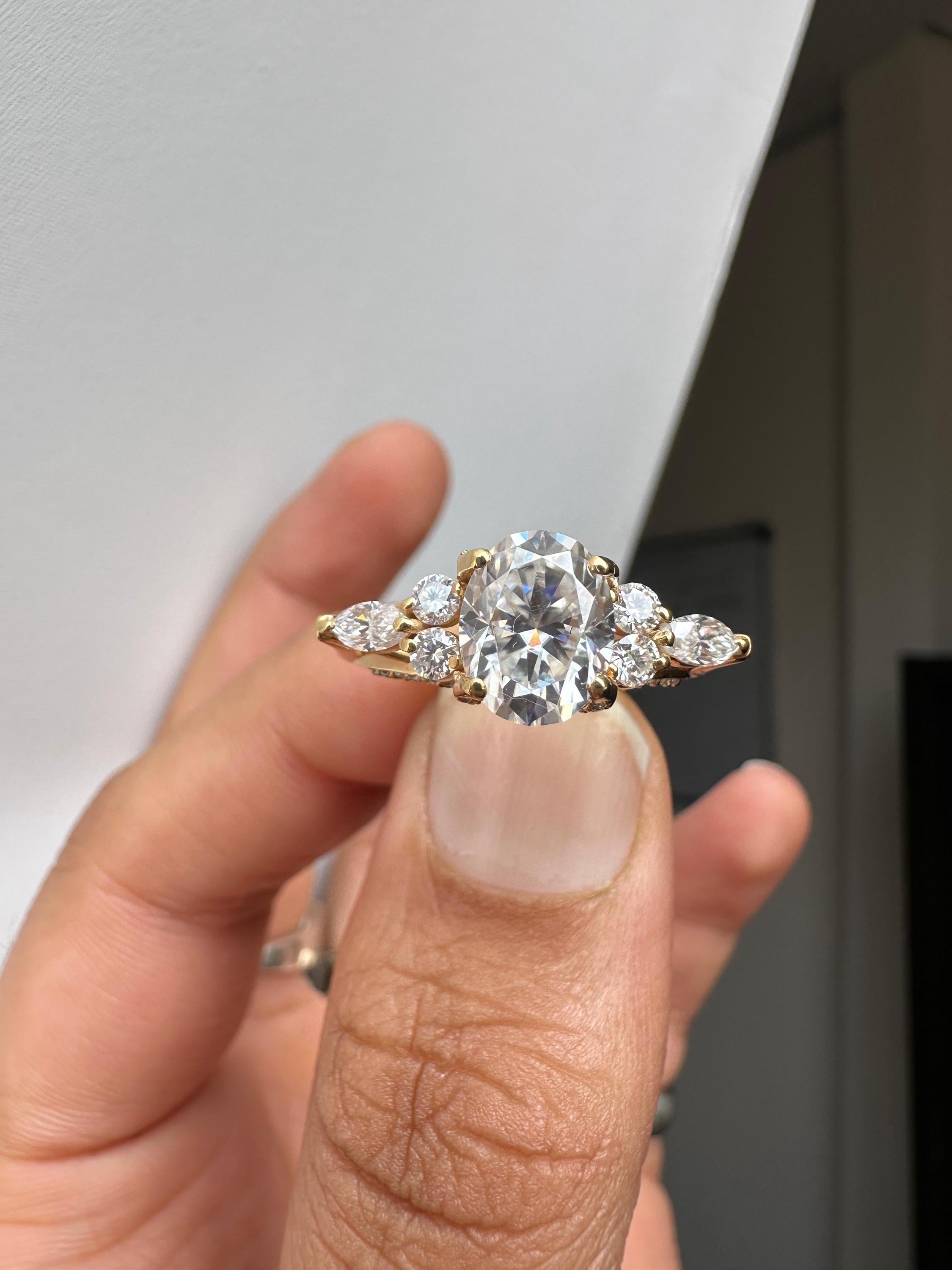 2 CT Oval Lab Diamond Ring 14K Gold | Vintage Inspired Engagement Ring