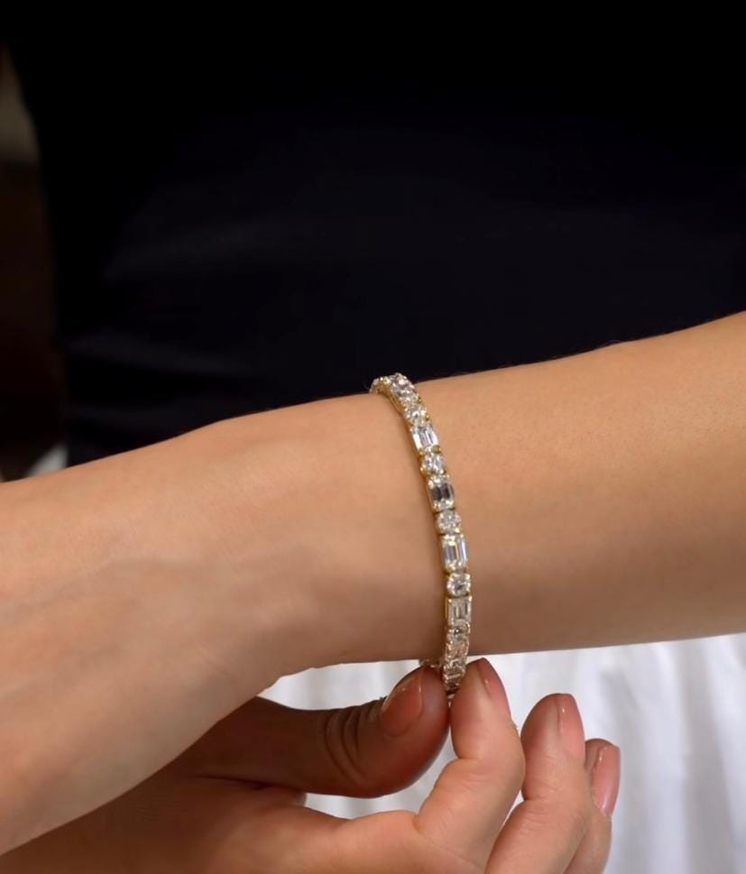 Multi Shape Moissanite Tennis Bracelet | 14k Gold Finish, Fine Jewelry for her