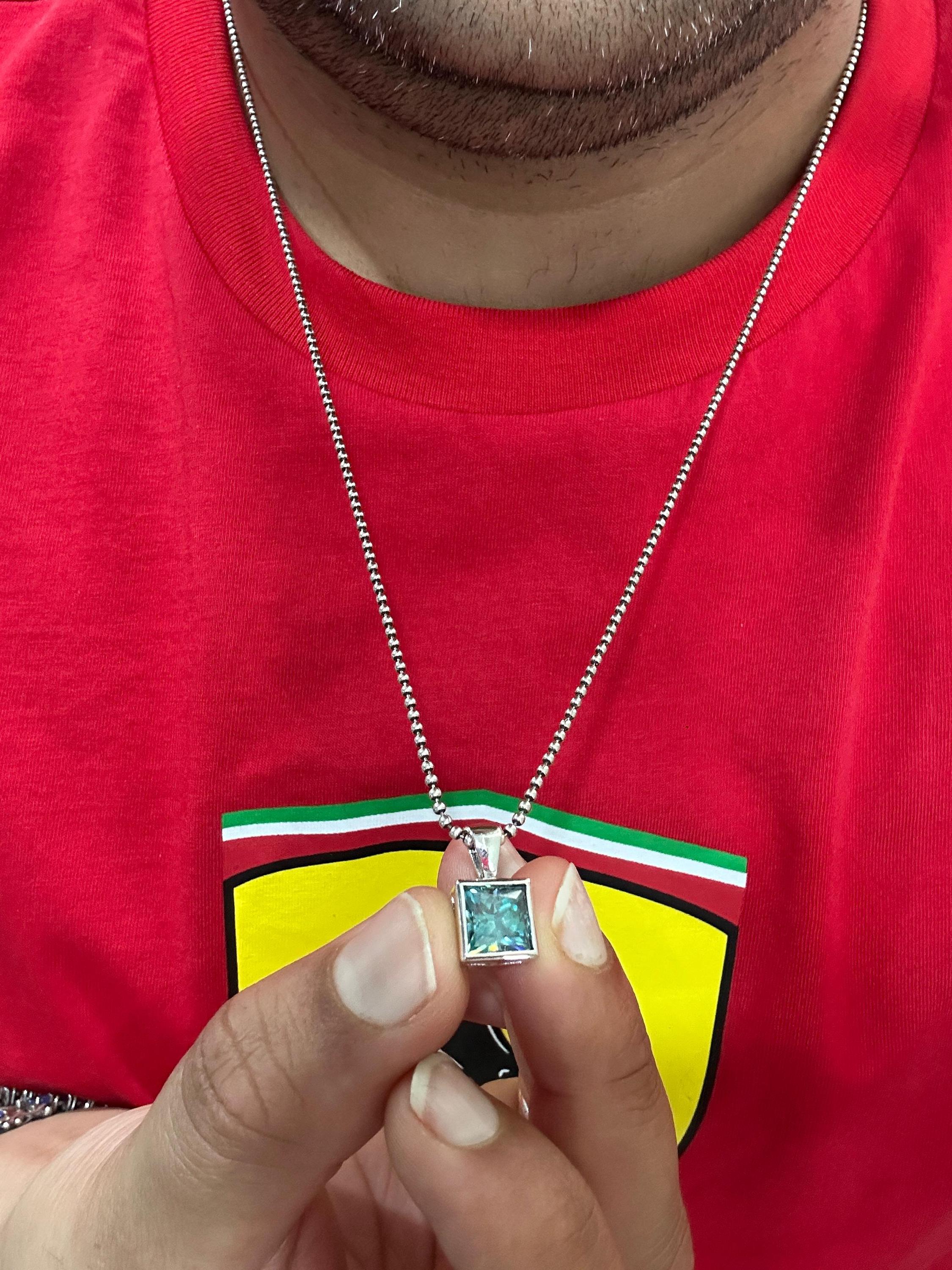 Color Changing Alexandrite Pendant Necklace | Princess Cut 3ct 925 Sterling Silver, June Birthstone