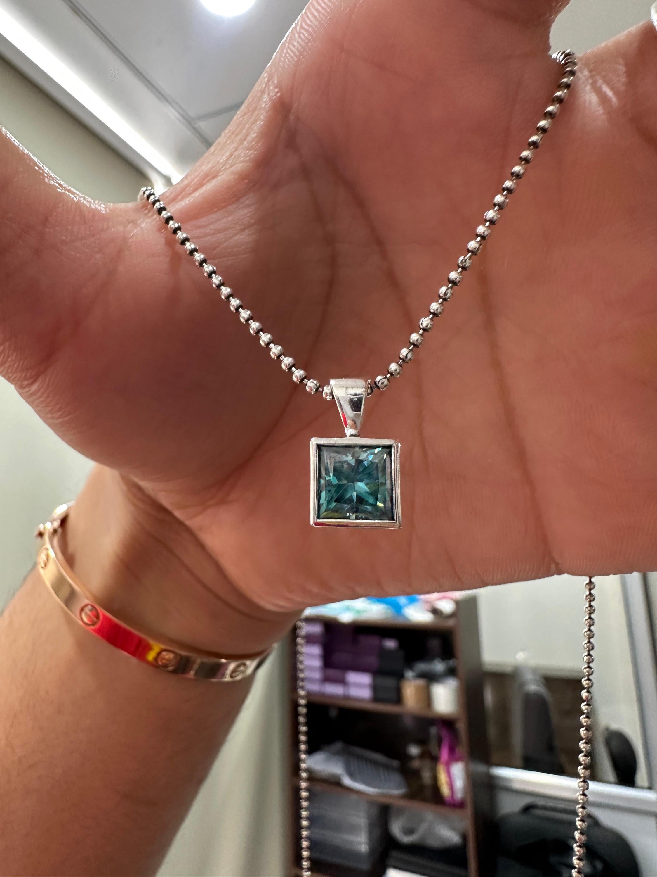 Color Changing Alexandrite Pendant Necklace | Princess Cut 3ct 925 Sterling Silver, June Birthstone